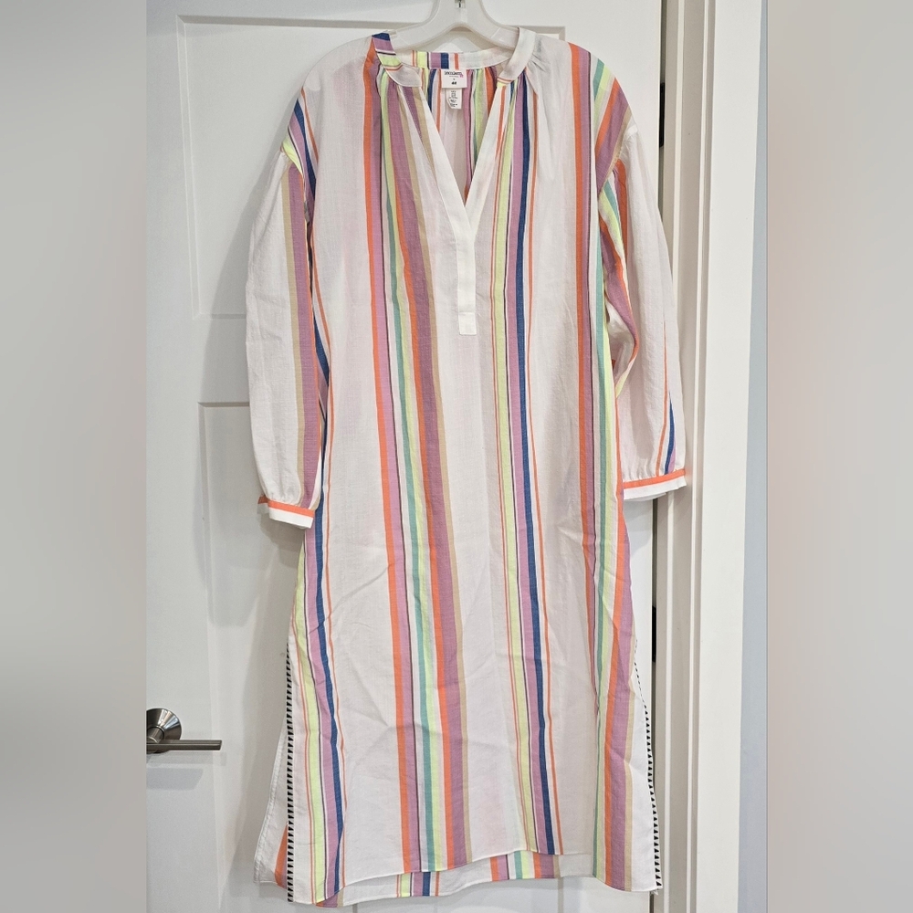 H&M x LemLem Women's M Kaftan Woven Dress Tunic Resort Cover Up Stripe Pockets